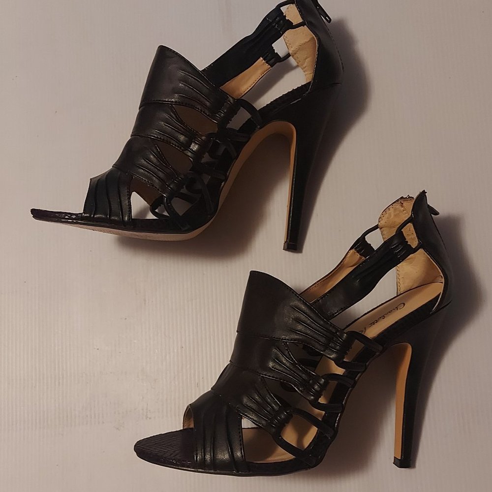 Black, blk snake trim pumps